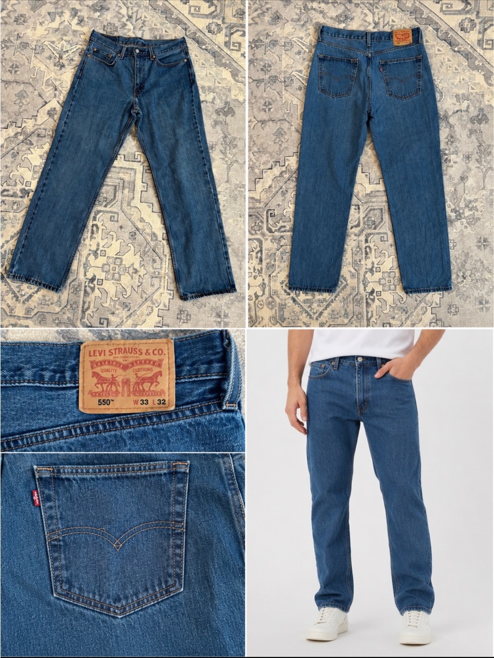 Levi’s 550 Relaxed Fit Jeans Men’s 33x32 Medium Wash High Rise Tapered Dad Jeans